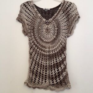 Alberto Makali Jeweled Crochet Top S